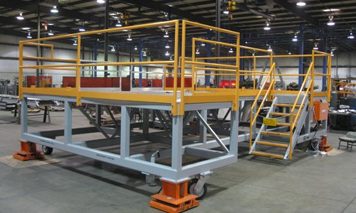 custom metal fabricated raised work platform WB Industries gal